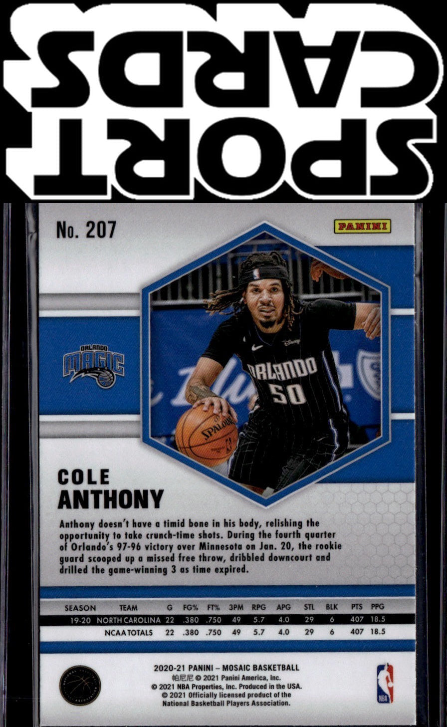 2020-21 Panini Mosaic #207 Cole Anthony SportCards.com