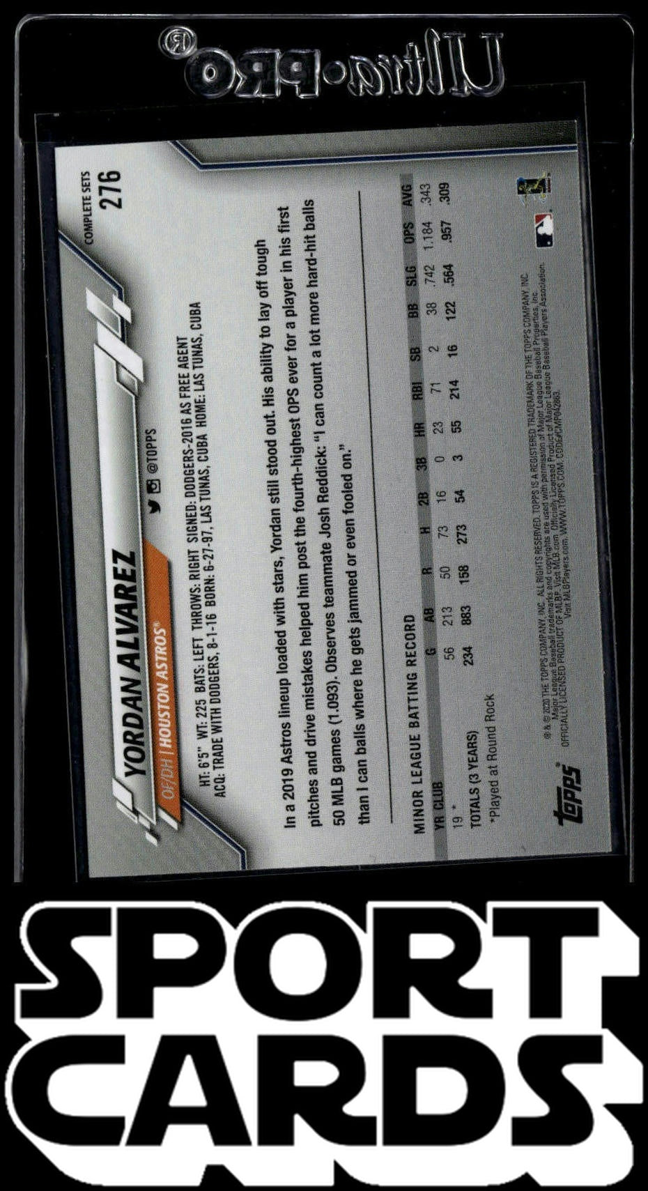 2020 Topps #276 Yordan Alvarez Factory Set Bonus: Rookie