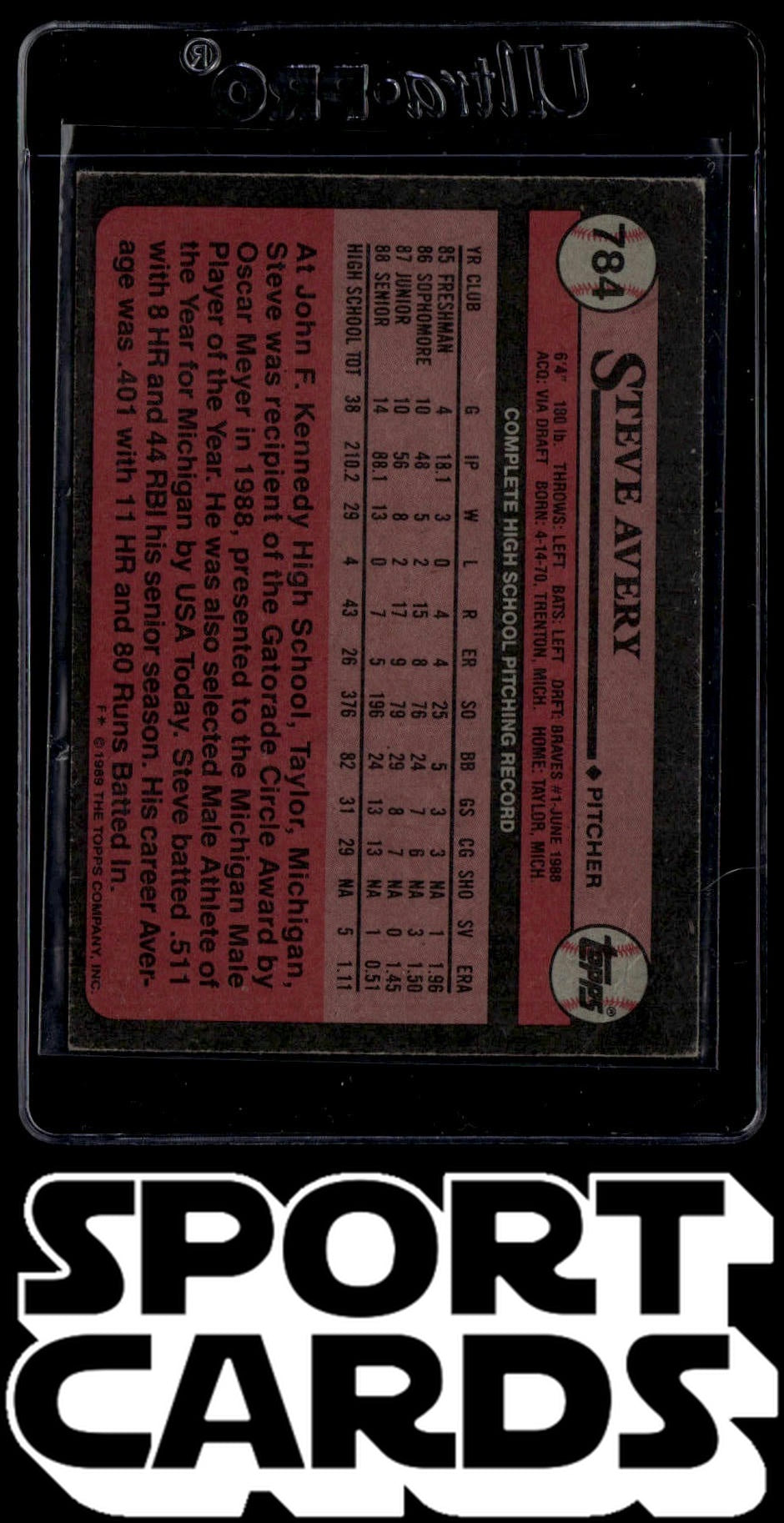 1989 Topps #784 Steve Avery SportCards.com