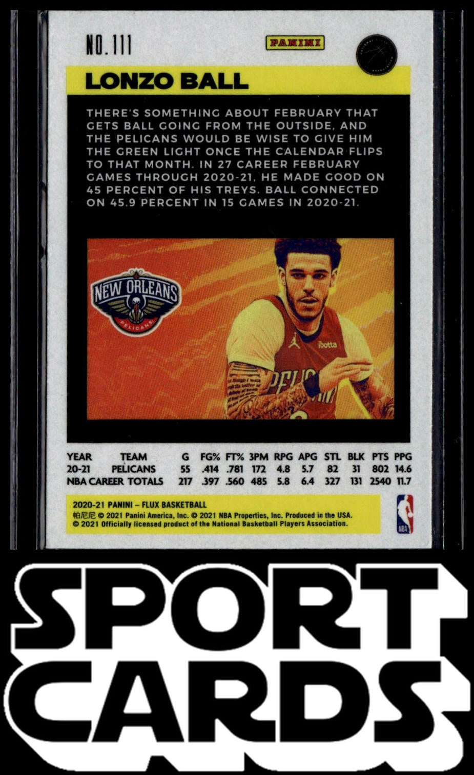 2020-21 Panini Flux #111 Lonzo Ball Pulsar SportCards.com