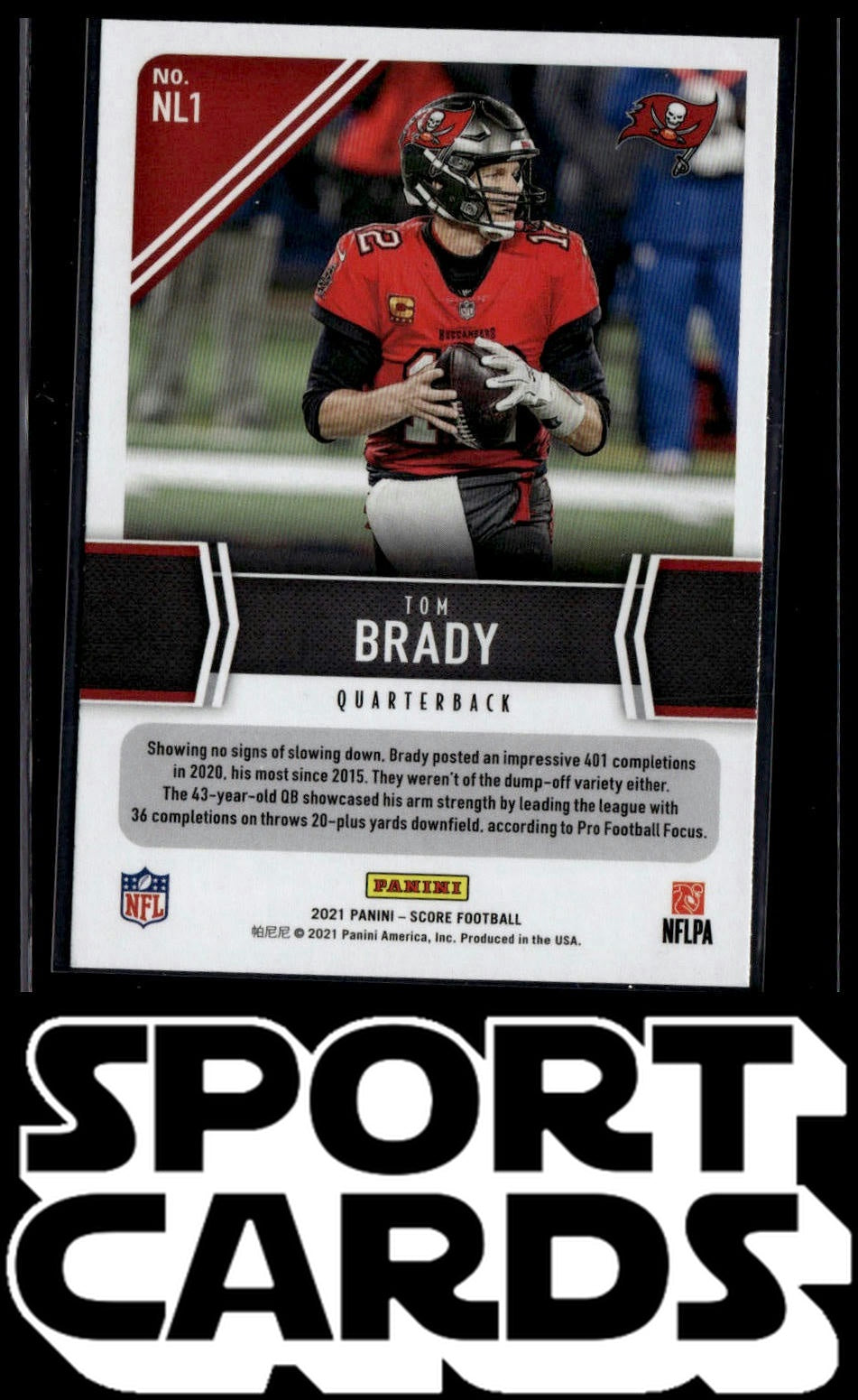 2021 Score #NL1 Tom Brady Next Level Stats Gold SportCards.com