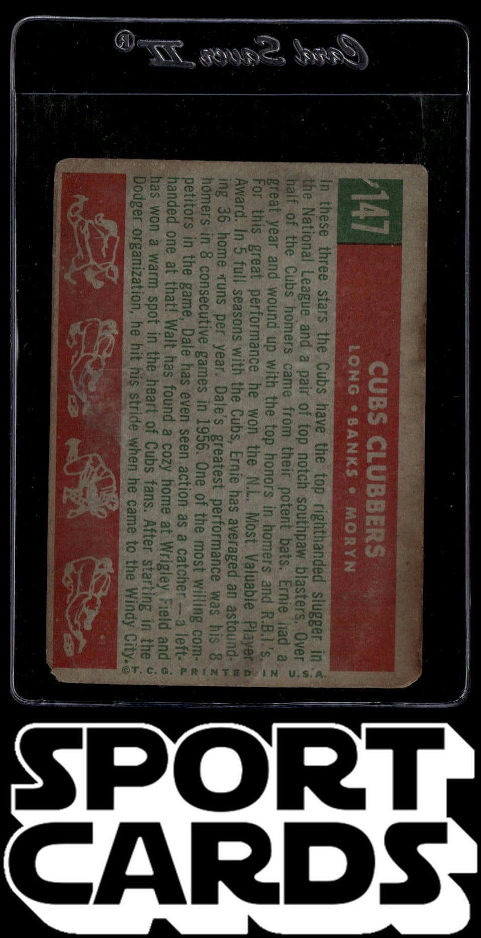 1959 Topps #147 Cubs' Clubbers (Dale Long / Ernie Banks / Walt Moryn)