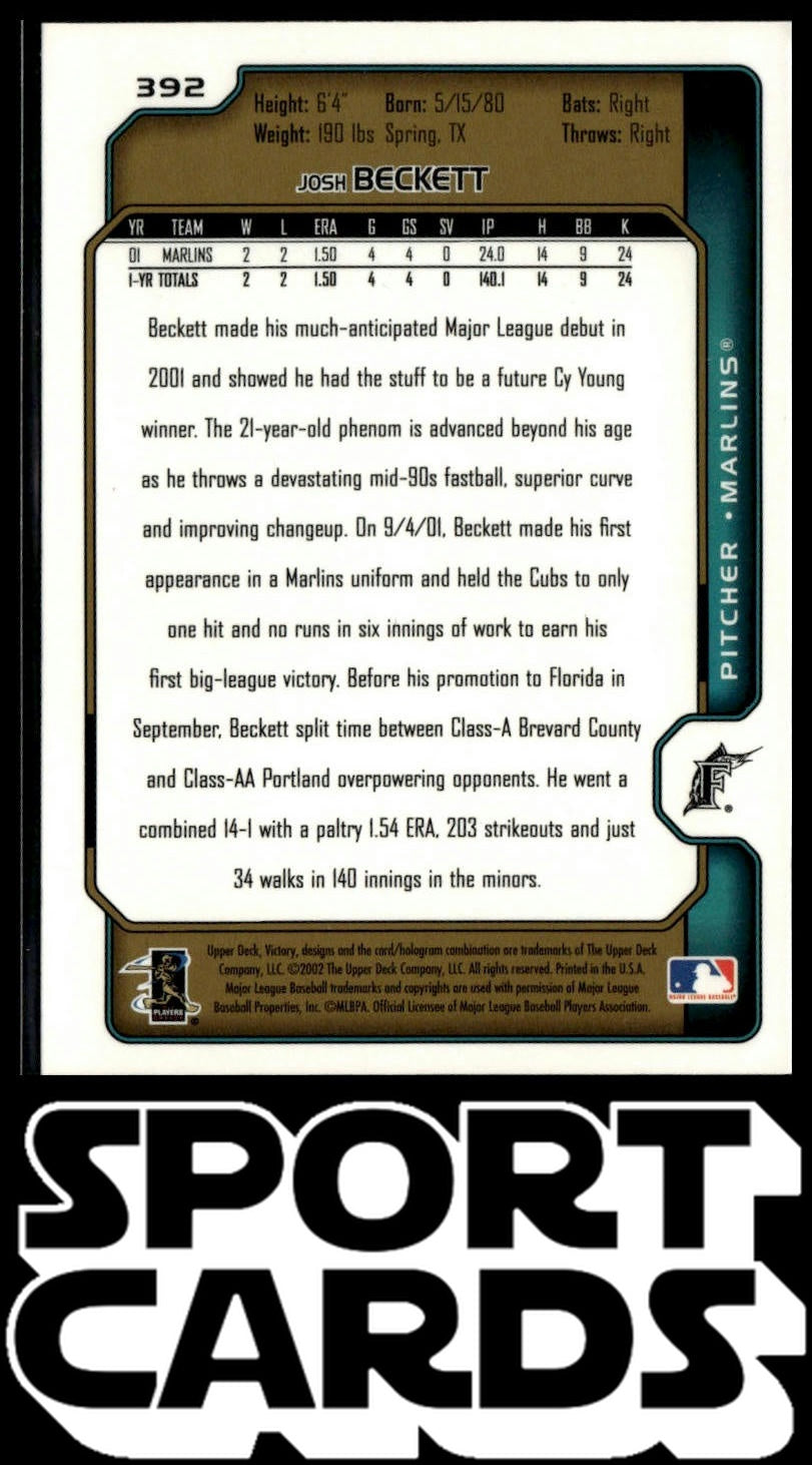 2002 Upper Deck Victory #392 Josh Beckett Gold SportCards.com