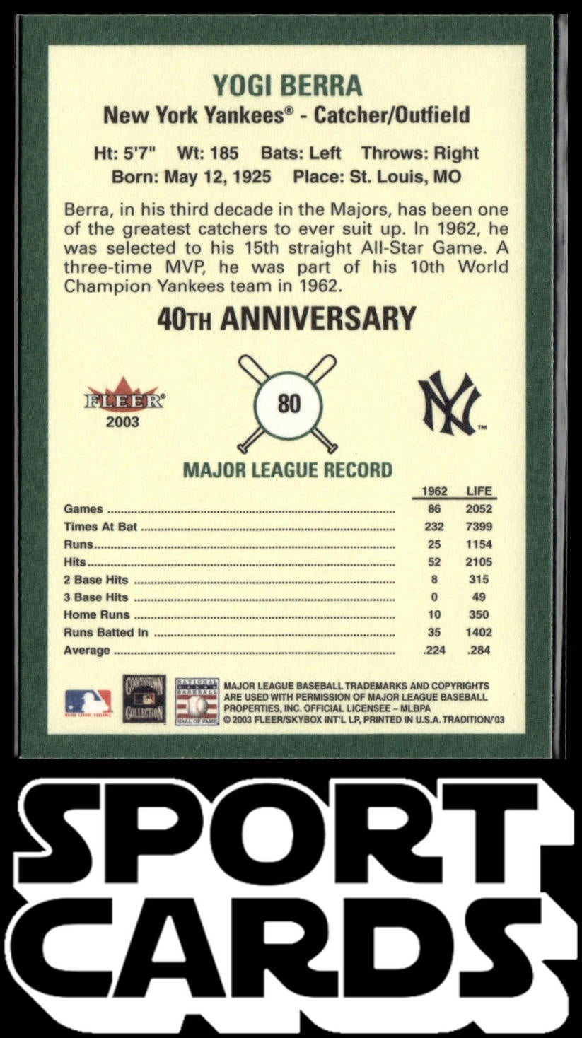 2003 Fleer Tradition #80 Yogi Berra SportCards.com