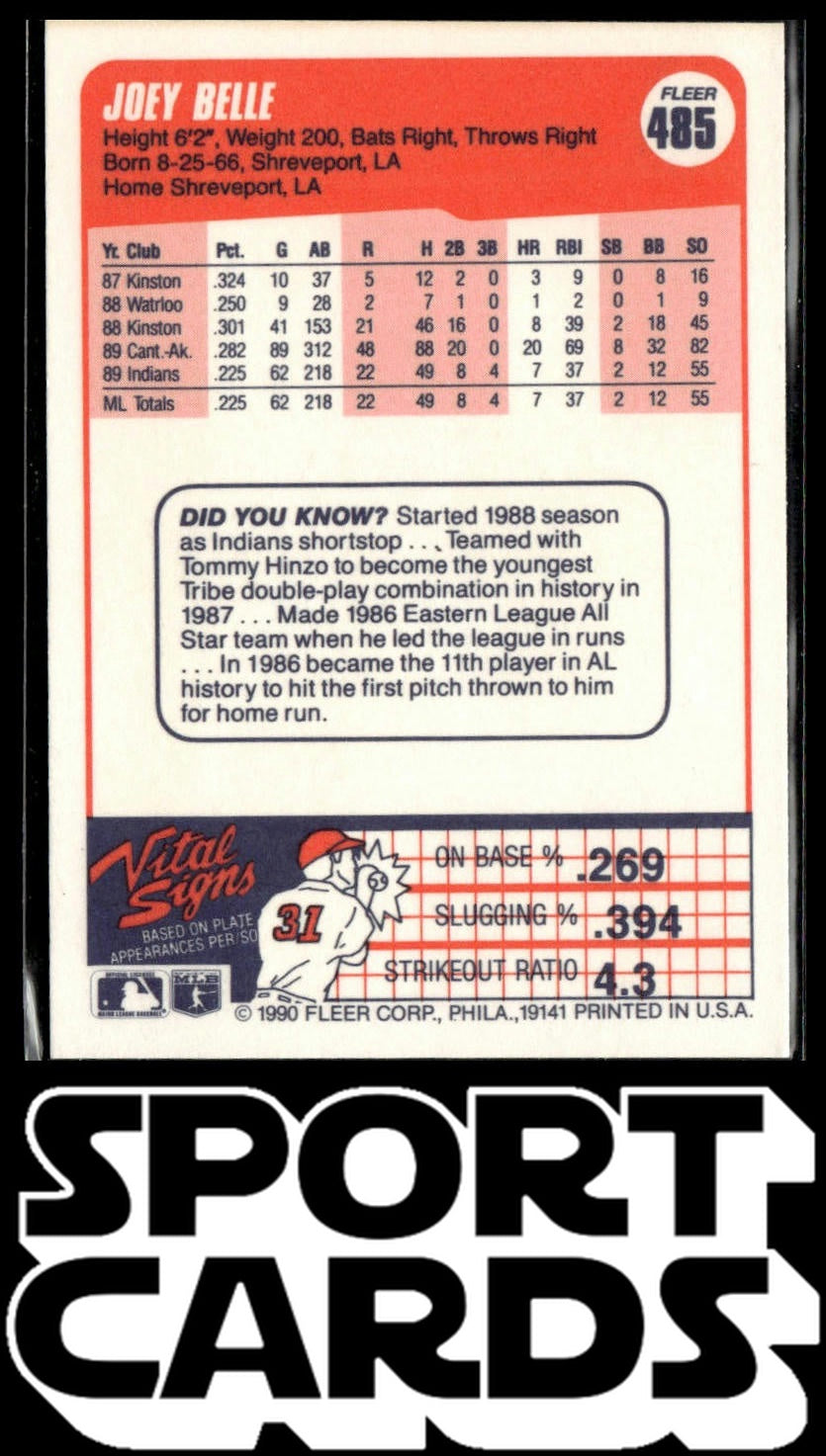 1990 Fleer Canadian #485 Joey Belle SportCards.com