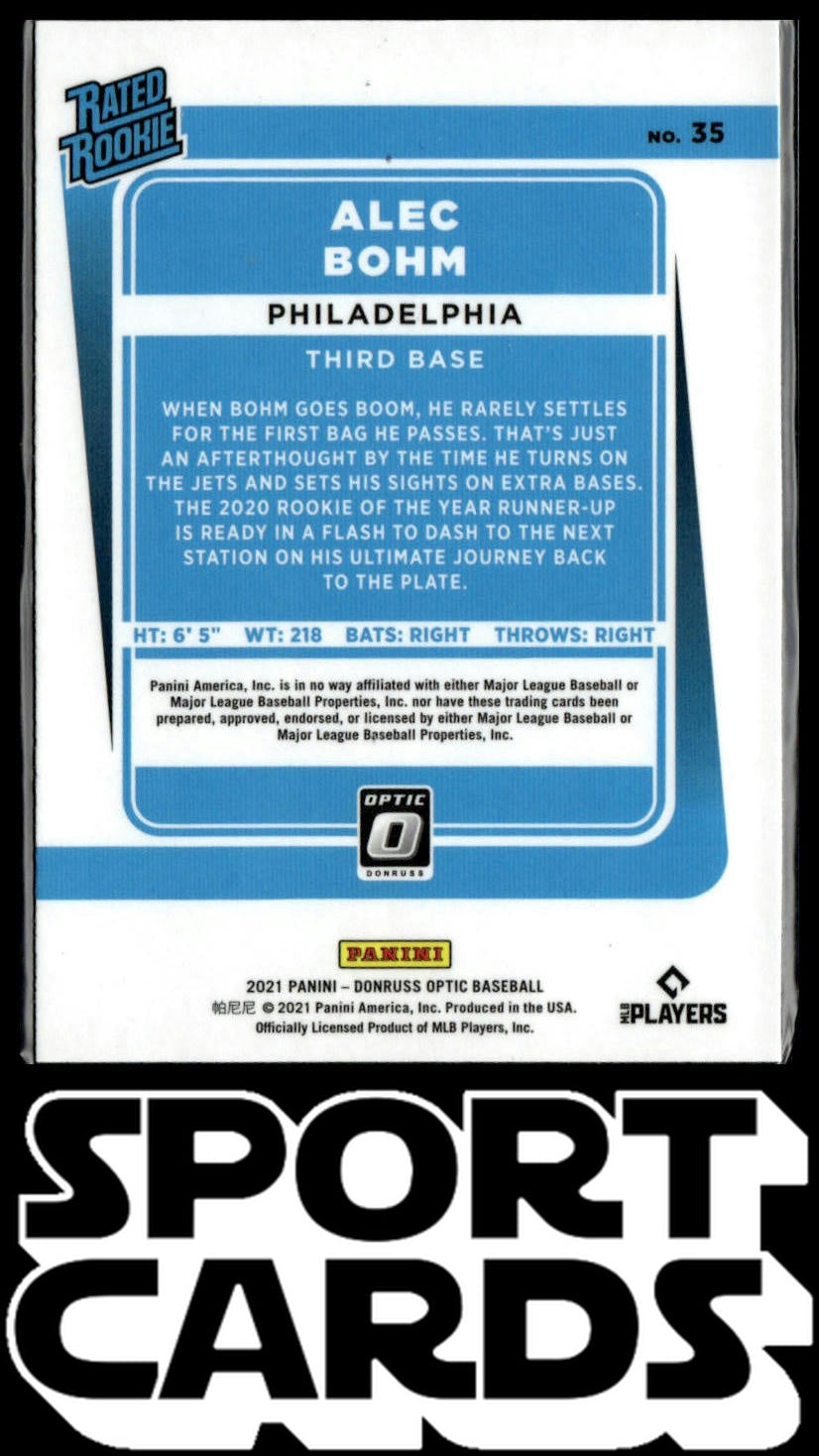 2021 Donruss Optic #35 Alec Bohm Carolina Blue #/50 SportCards.com