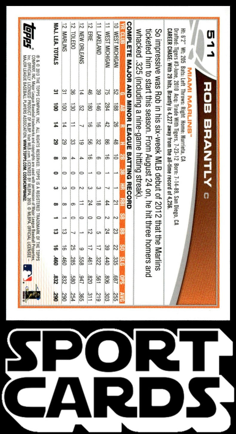2013 Topps #511 Rob Brantly Gold #/2013 SportCards.com