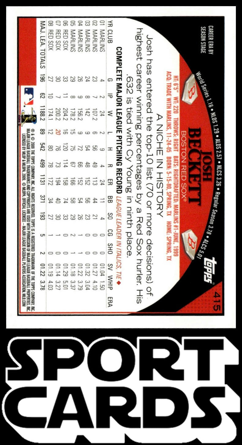 2009 Topps #415 Josh Beckett SportCards.com