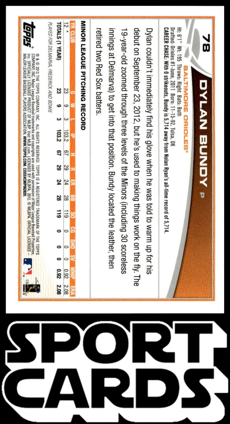 2013 Topps #78 Dylan Bundy Red SportCards.com