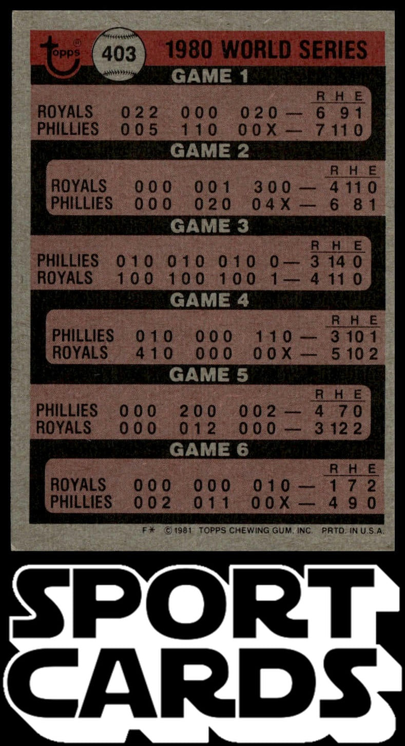 1981 Topps #403 1980 World Series SportCards.com