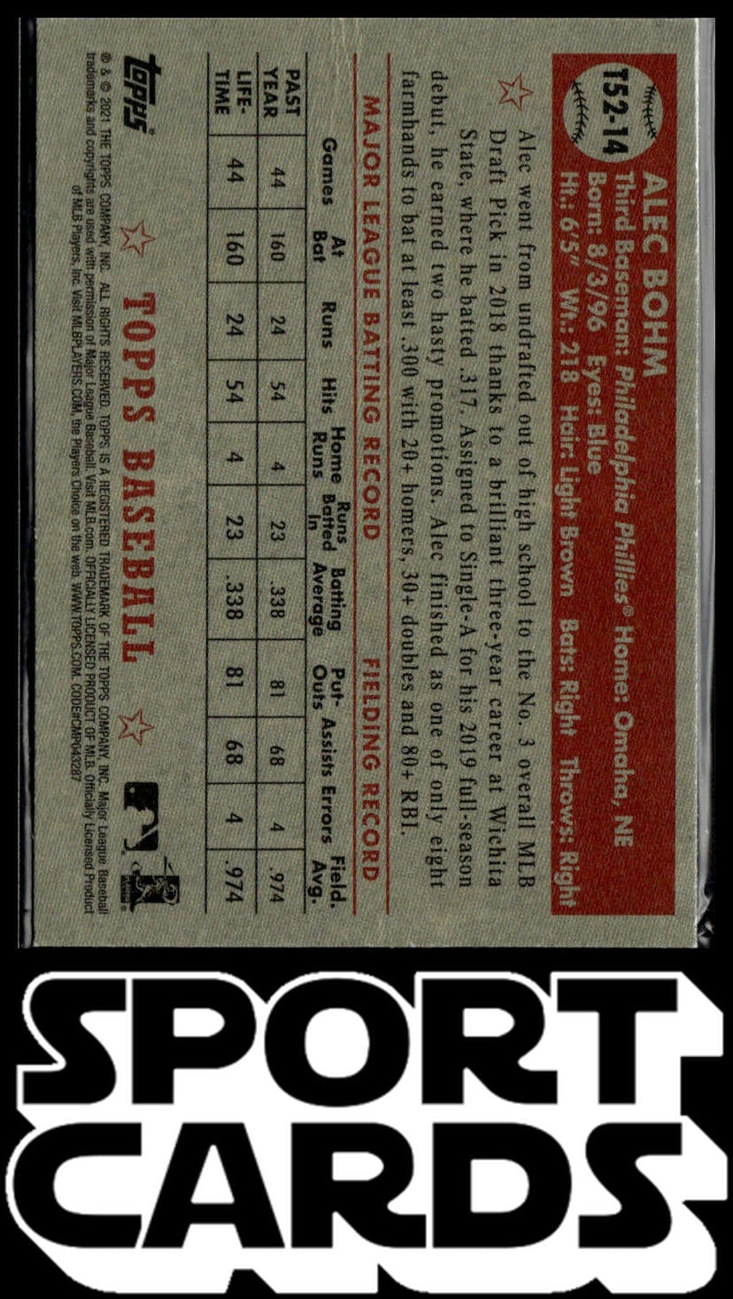 2021 Topps #T52-14 Alec Bohm 1952 Topps Redux SportCards.com