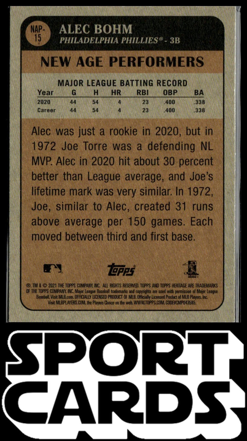 2021 Topps Heritage #NAP-15 Alec Bohm New Age Performers SportCards.com