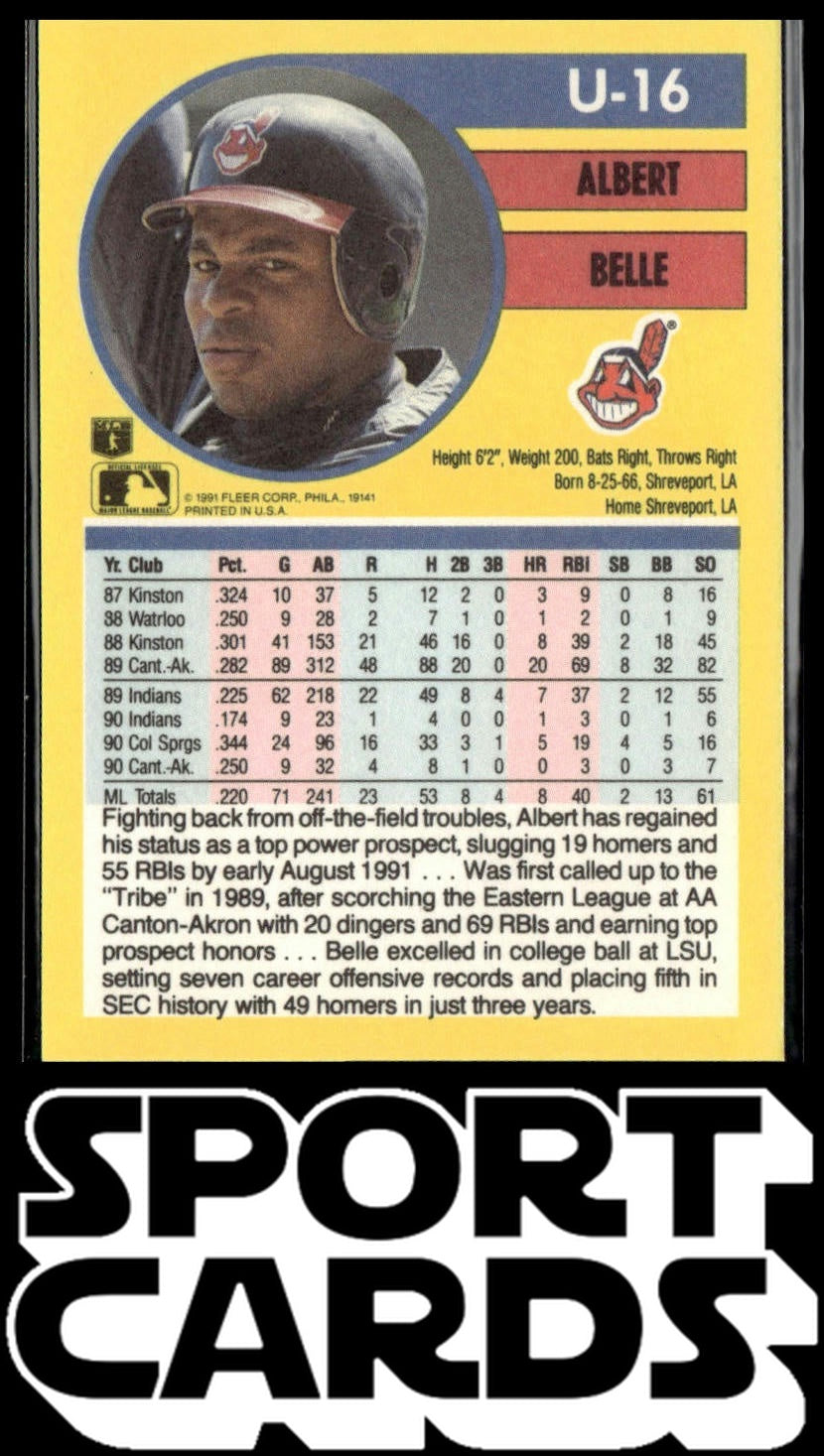 1991 Fleer Update #U-16 Albert Belle SportCards.com