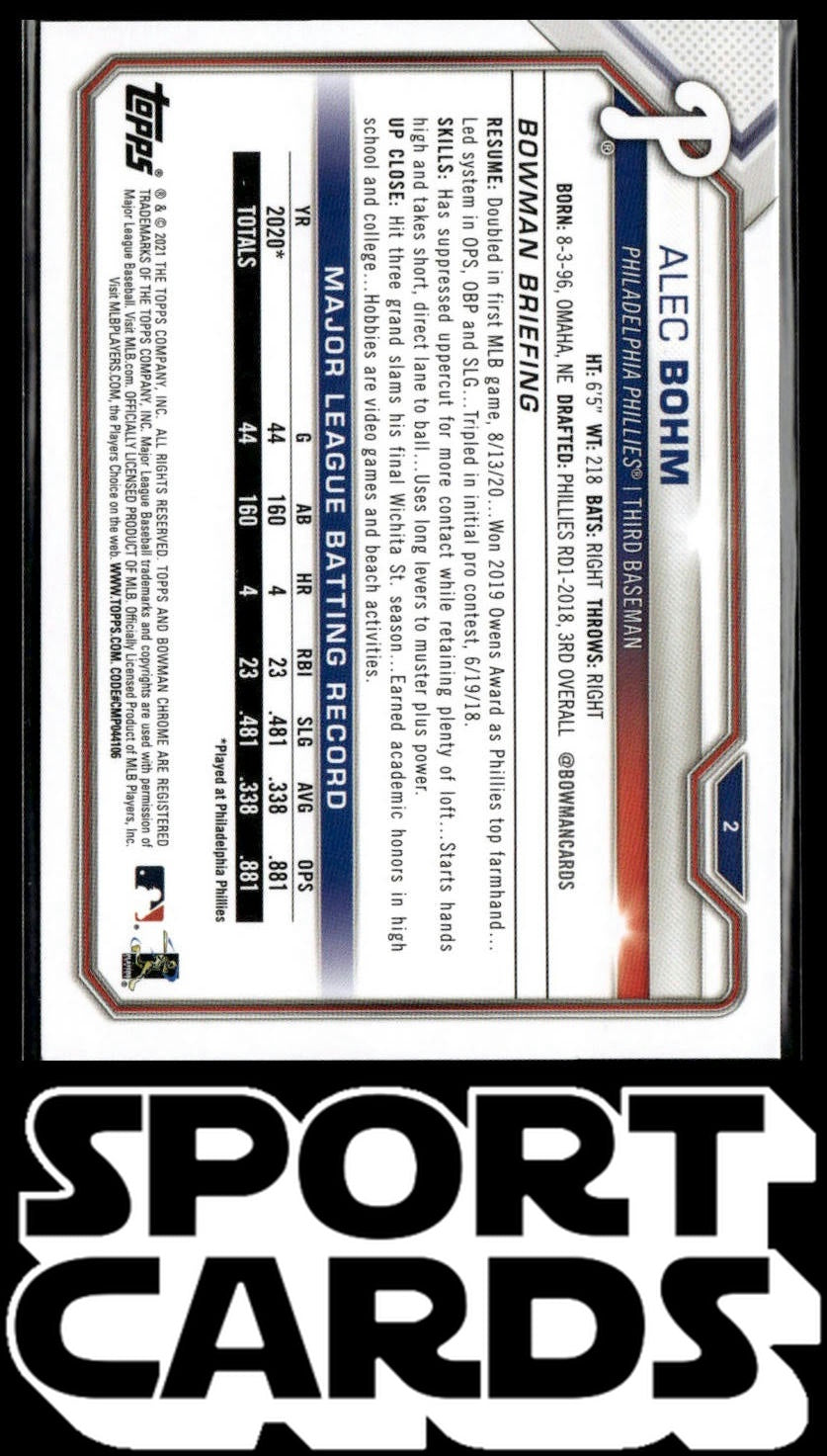 2021 Bowman #2 Alec Bohm SportCards.com