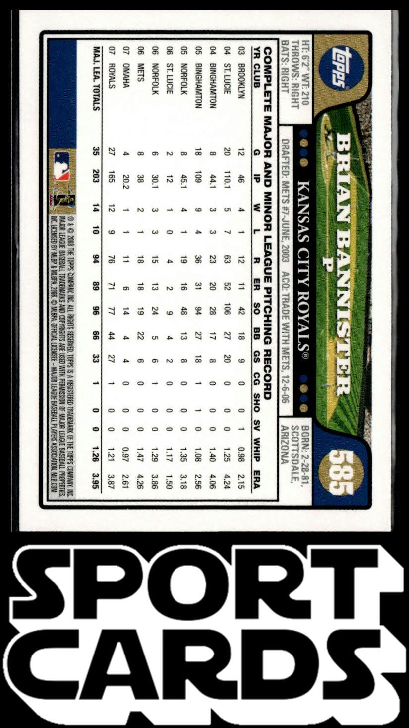 2008 Topps #585 Brian Bannister Gold Foil SportCards.com