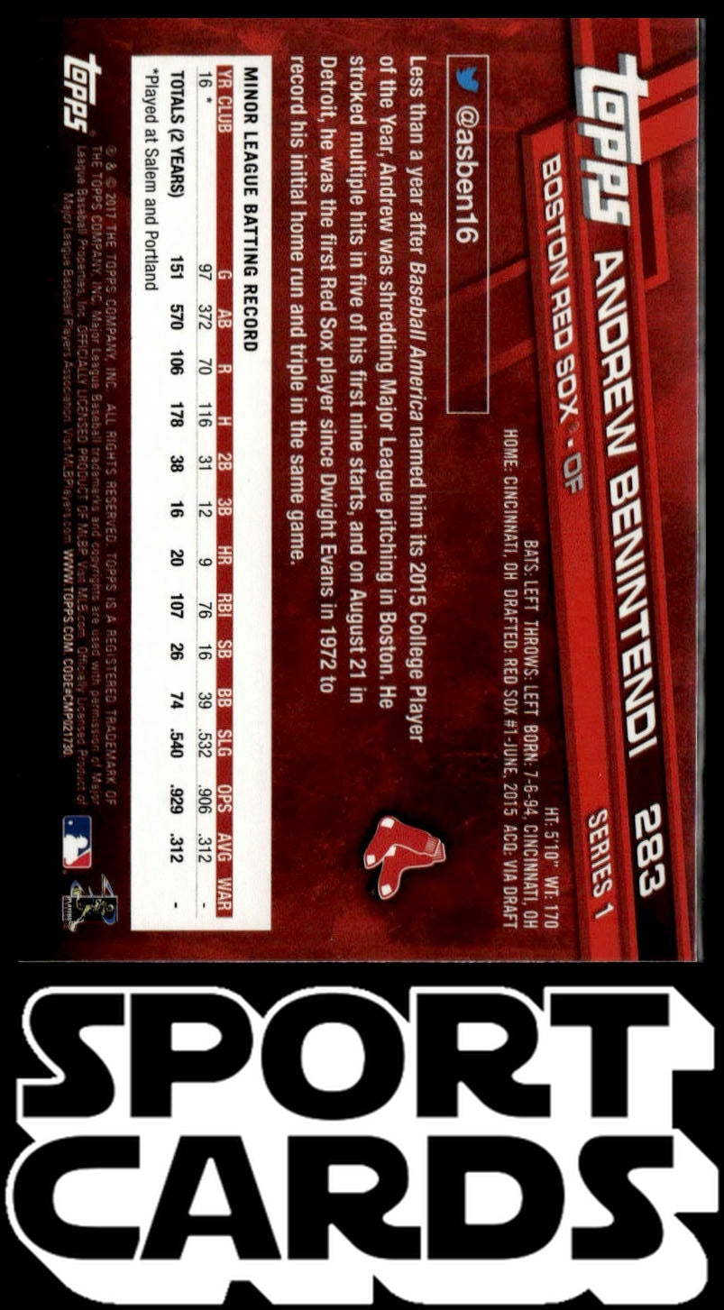 2017 Topps #283 Andrew Benintendi Limited Edition SportCards.com