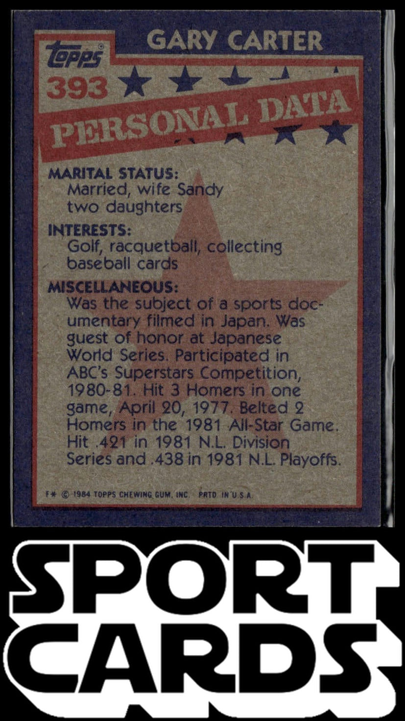 1984 Topps #393 Gary Carter SportCards.com