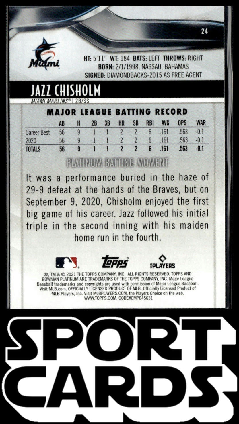 2021 Bowman Platinum #24 Jazz Chisholm Ice Foil SportCards.com
