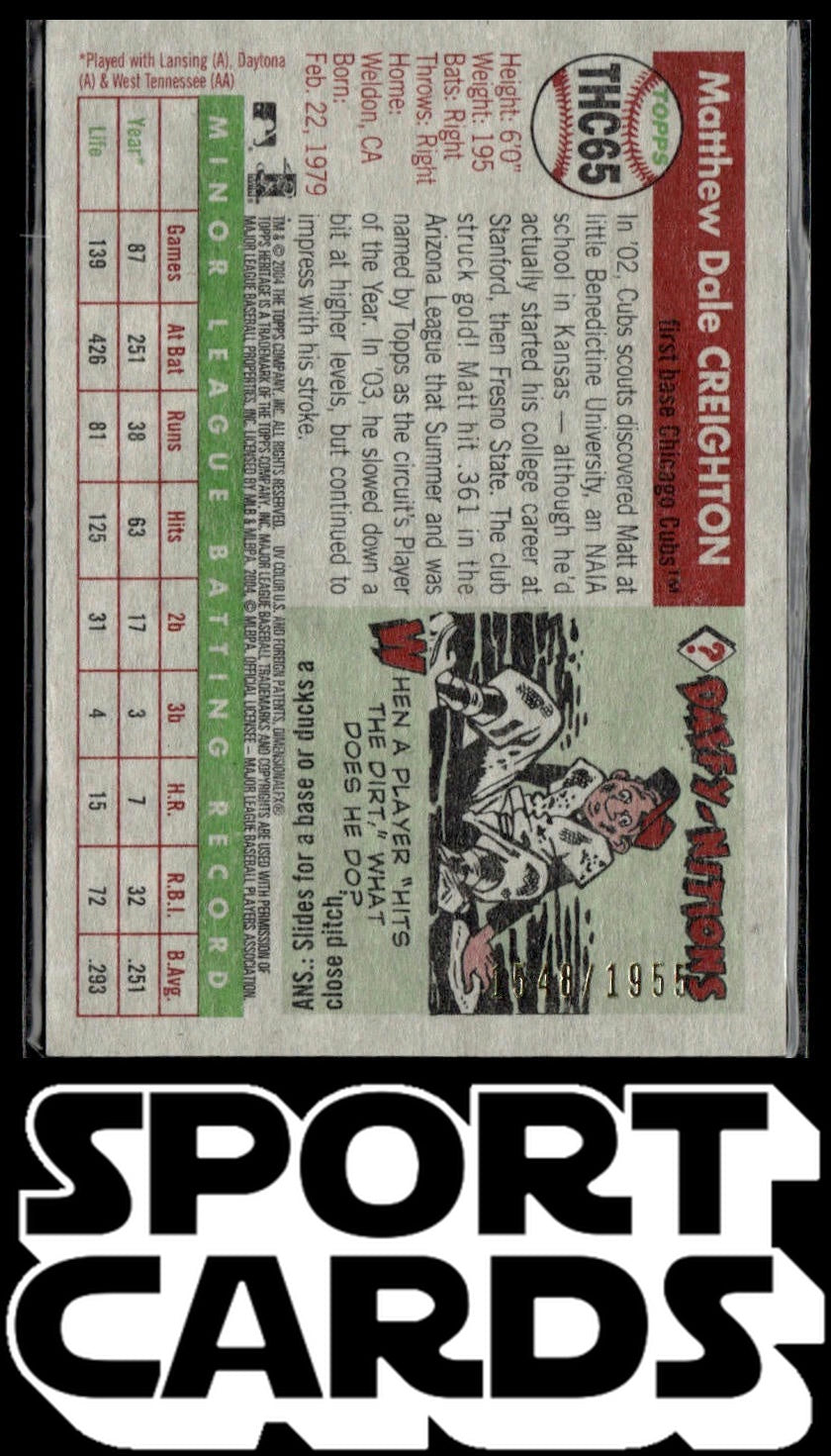 2004 Topps Heritage #THC65 Matt Creighton Chrome #/1955 SportCards.com