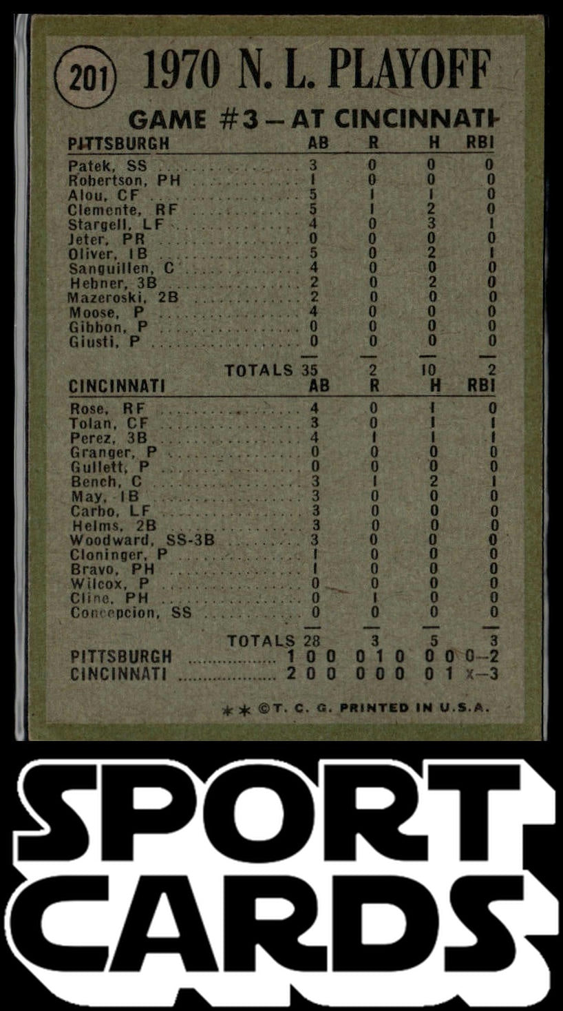 1971 Topps #201 1970 N.L. Playoffs Game 3: Cline Scores Winning Run