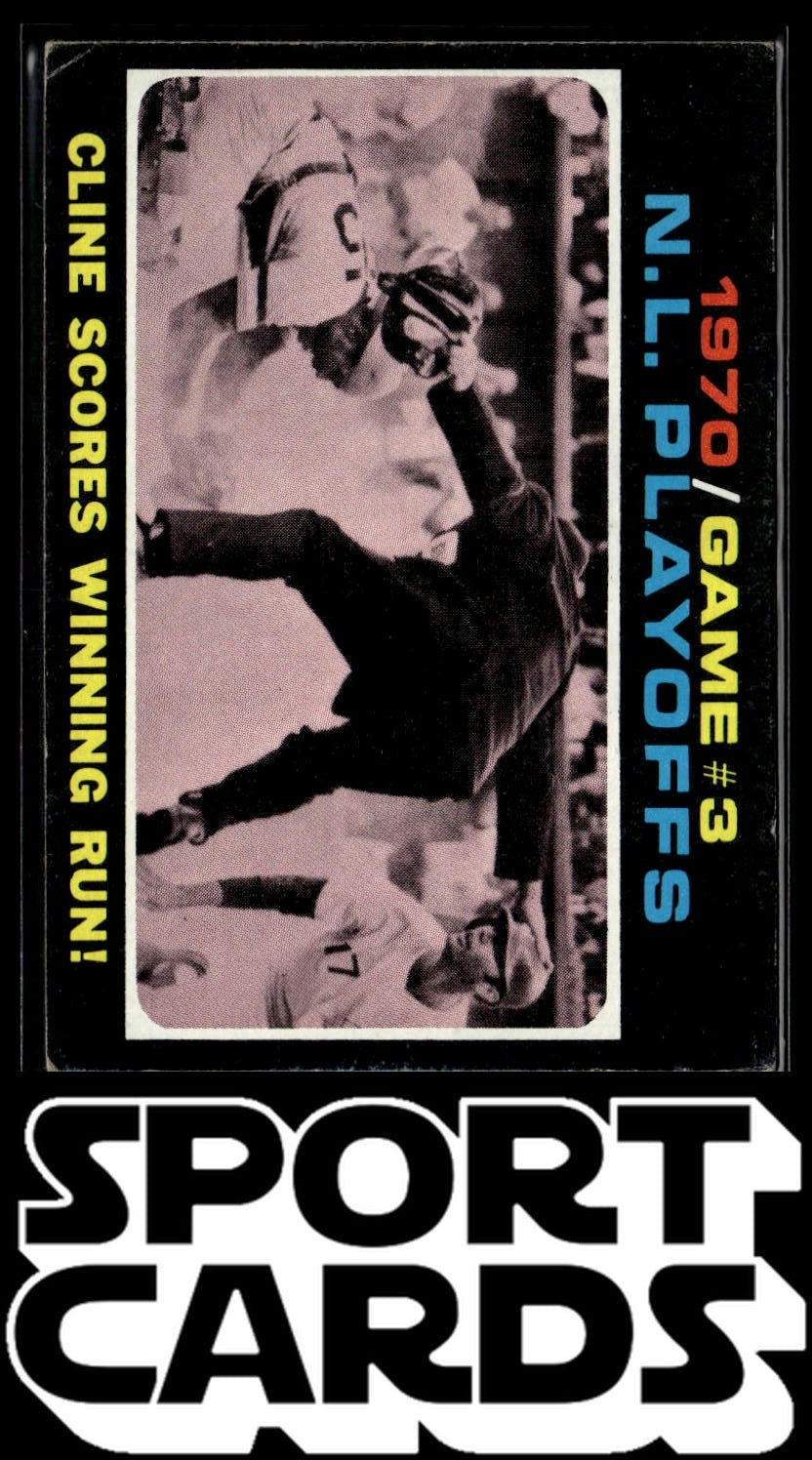 1971 Topps #201 1970 N.L. Playoffs Game 3: Cline Scores Winning Run