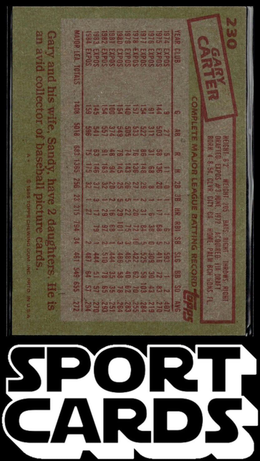 1985 Topps #230 Gary Carter SportCards.com