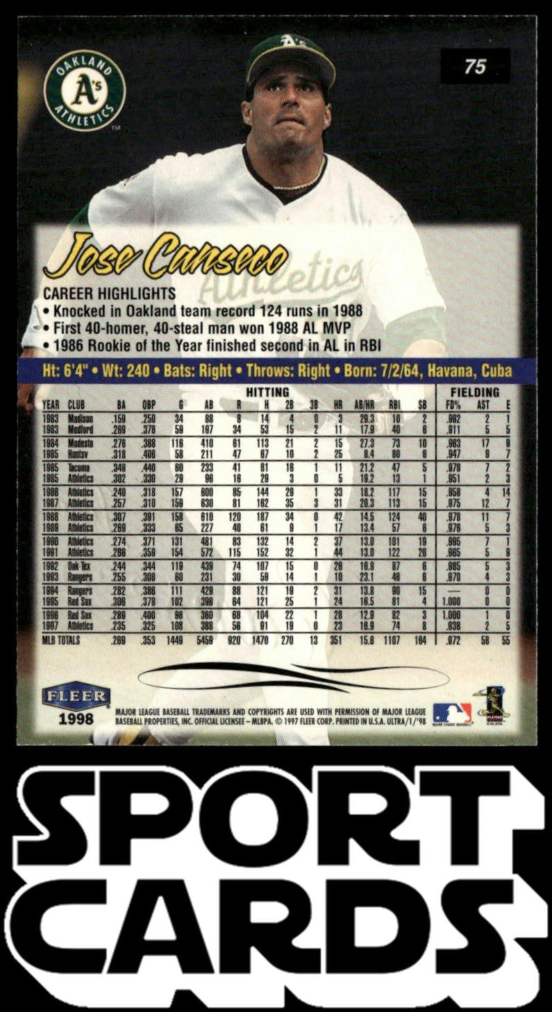 1998 Ultra #75 Jose Canseco SportCards.com