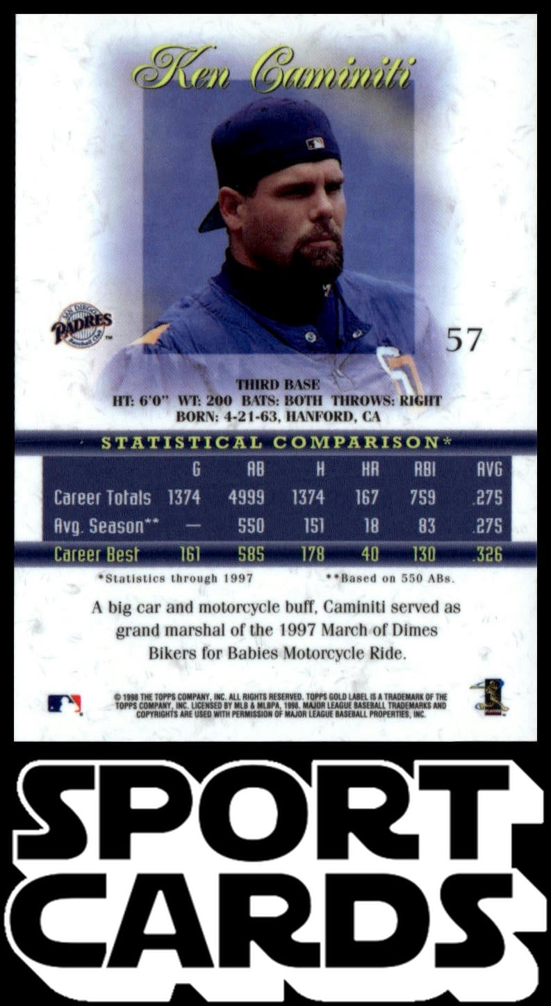 1998 Topps Gold Label #57 Ken Caminiti SportCards.com
