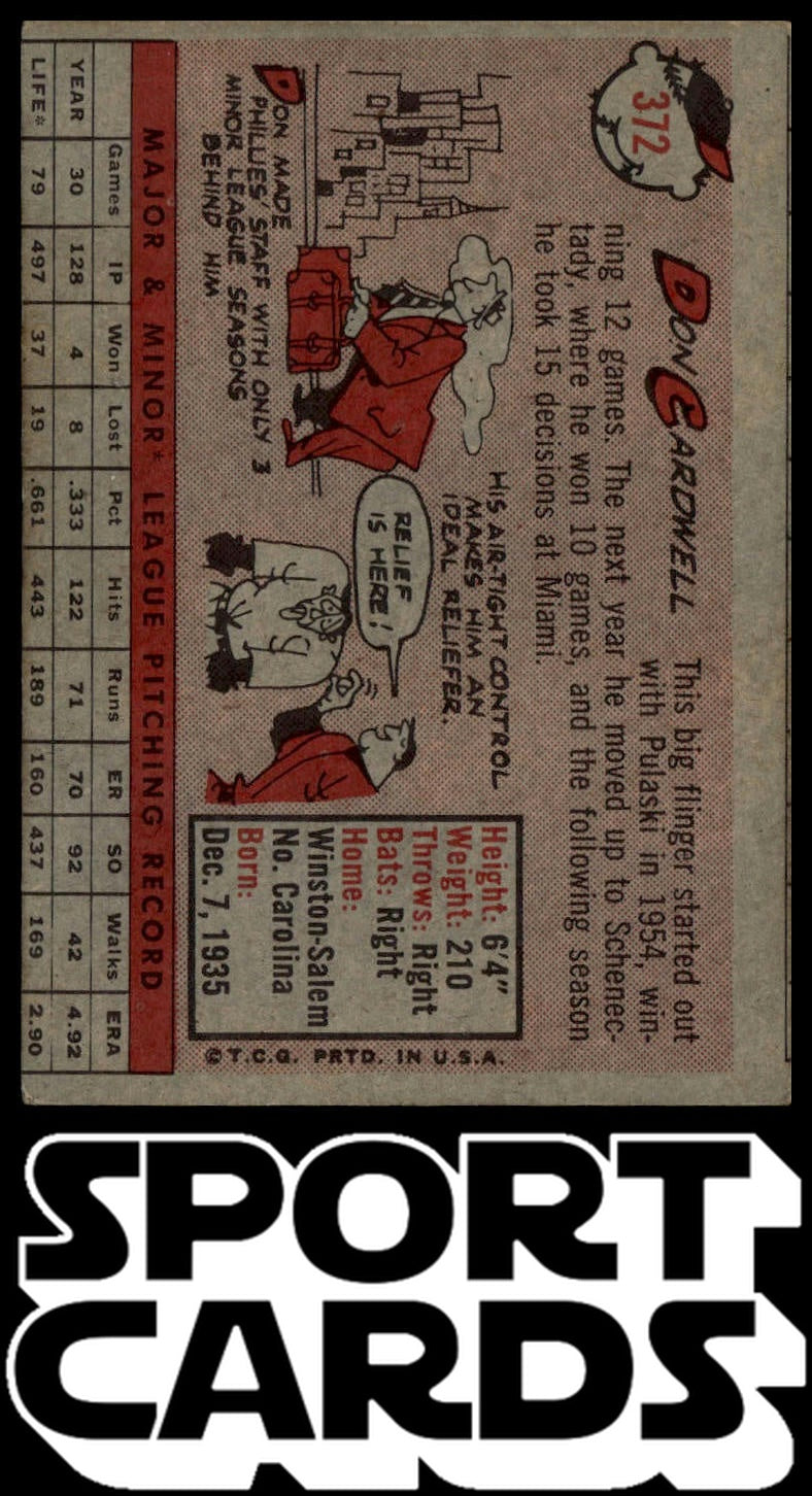 1958 Topps #372 Don Cardwell SportCards.com