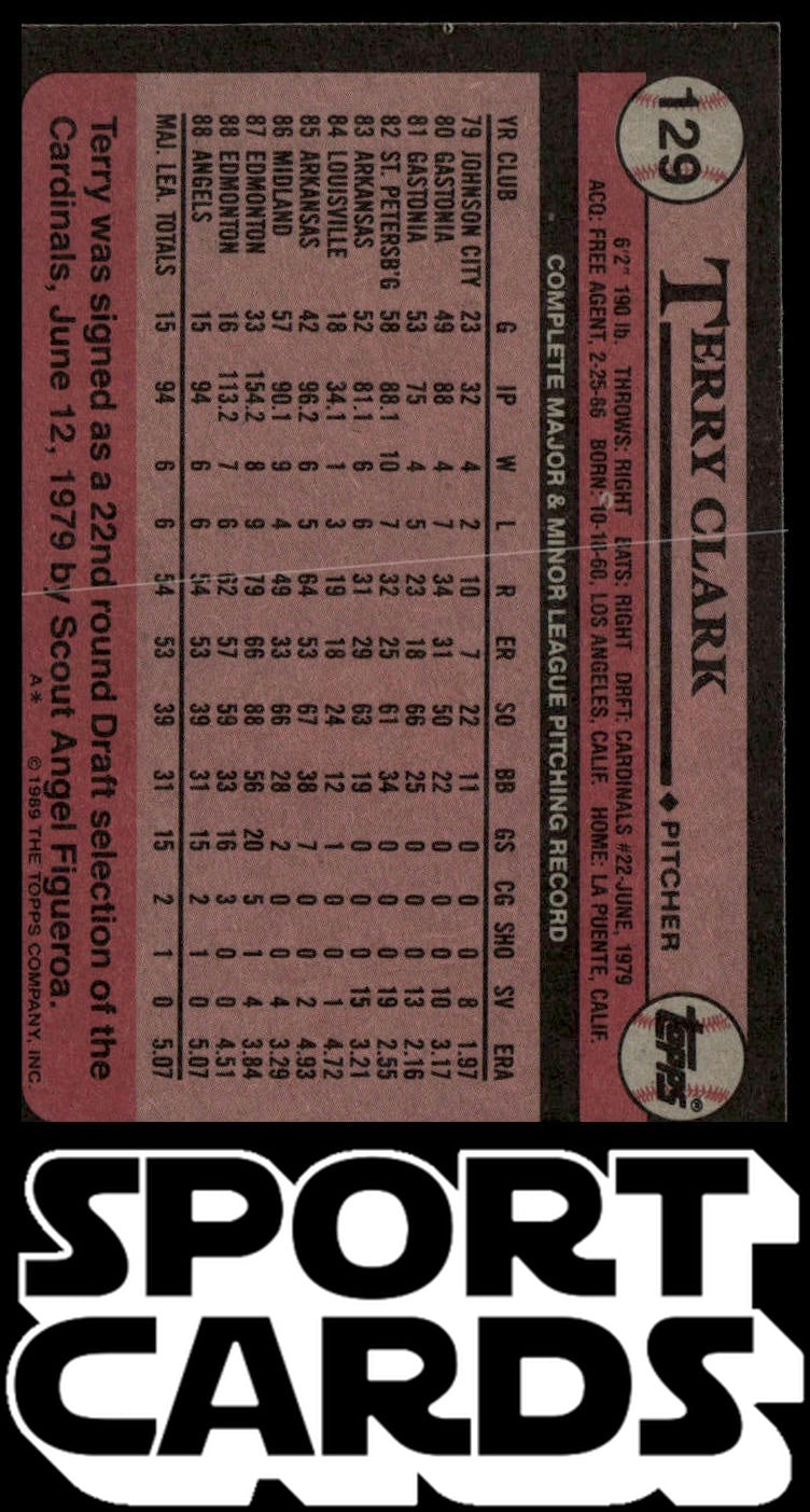 1989 Topps #129 Terry Clark SportCards.com