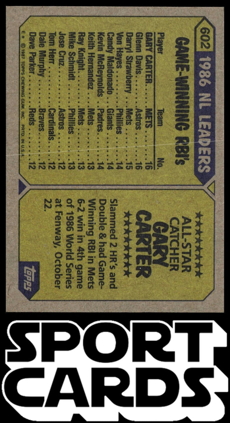1987 Topps #602 Gary Carter SportCards.com