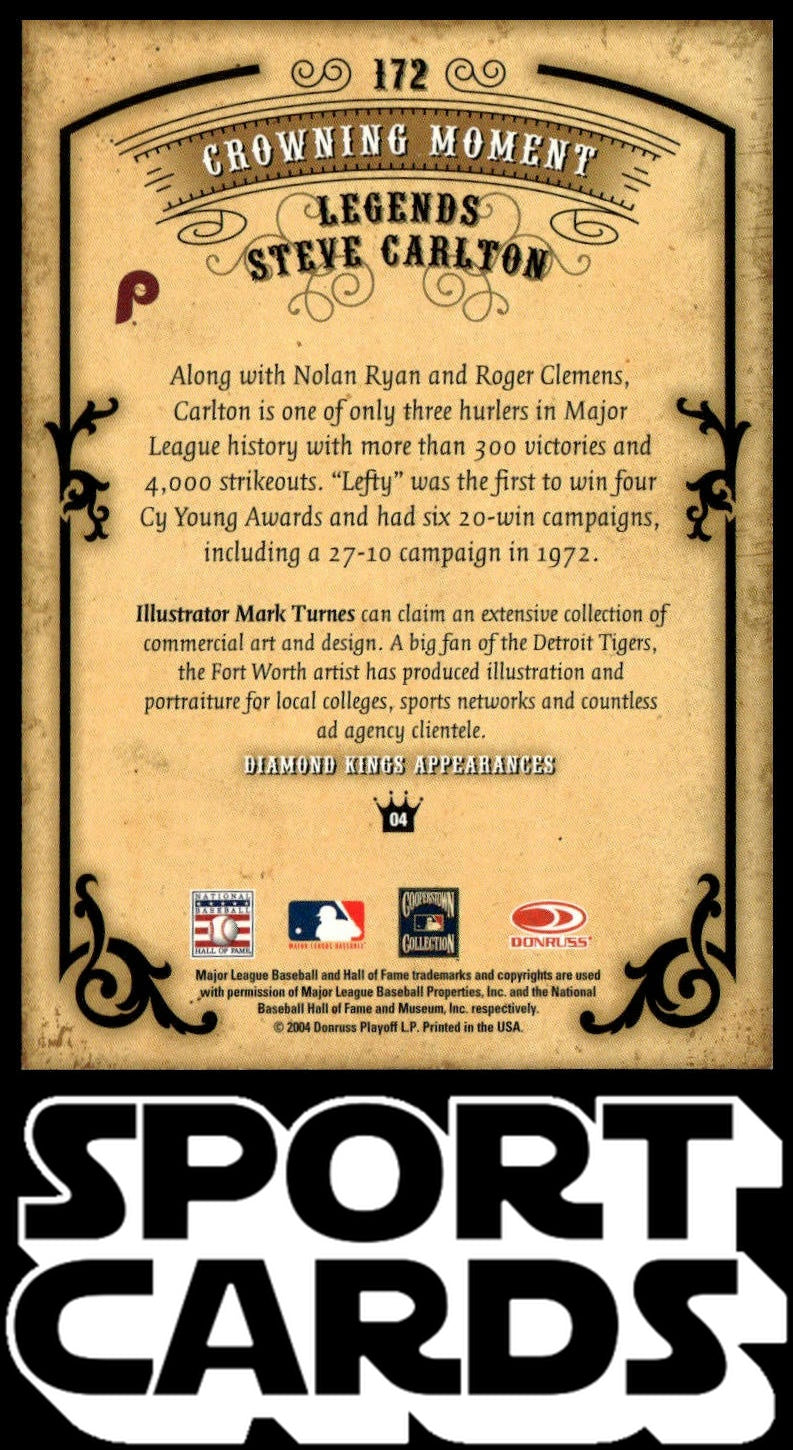2004 Donruss Diamond Kings #172 Steve Carlton Framed Bronze SportCards.com