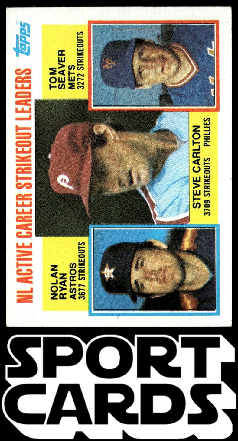 1984 Topps #707 NL Strikeout Leaders (Steve Carlton / Nolan Ryan / Tom Seaver)