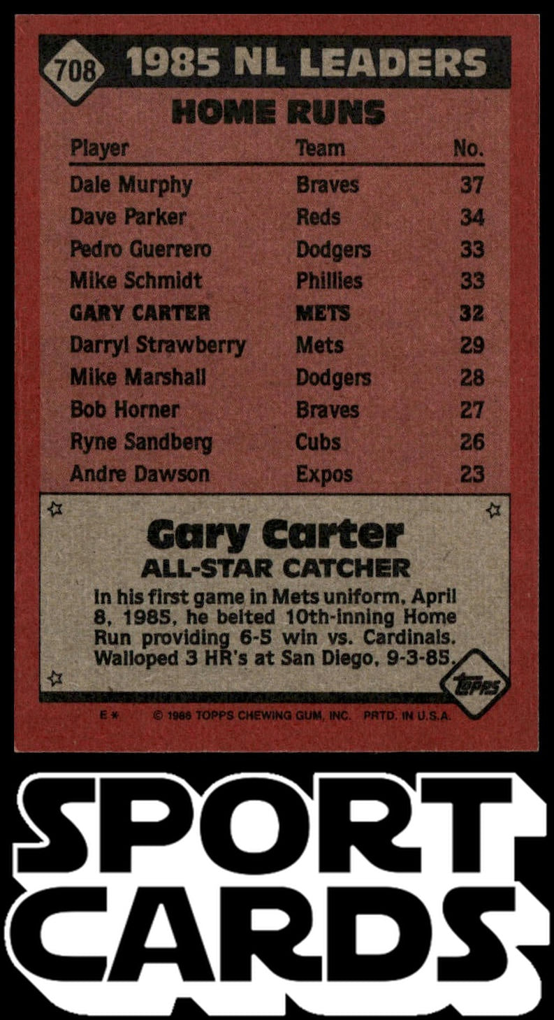 1986 Topps #708 Gary Carter SportCards.com