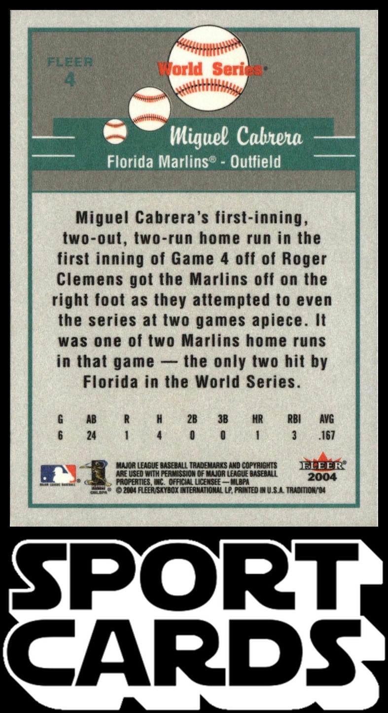2004 Fleer Tradition #4 Miguel Cabrera SportCards.com