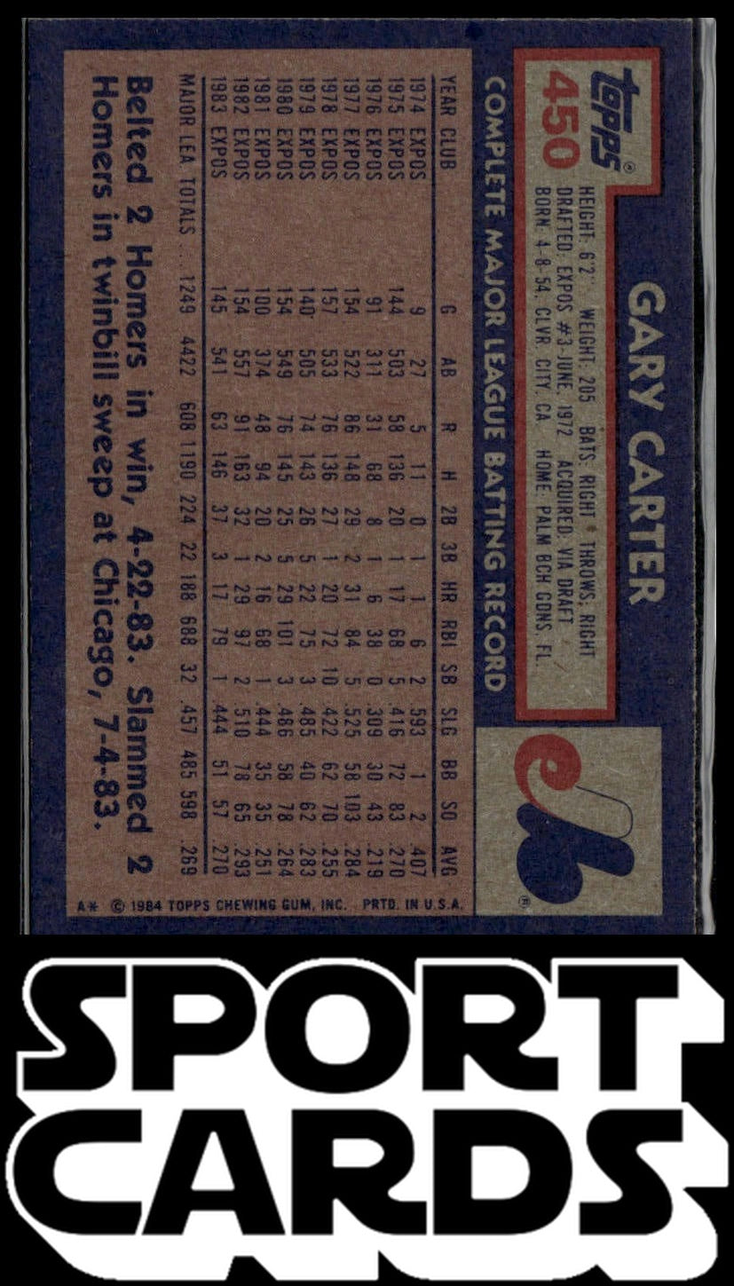 1984 Topps #450 Gary Carter SportCards.com