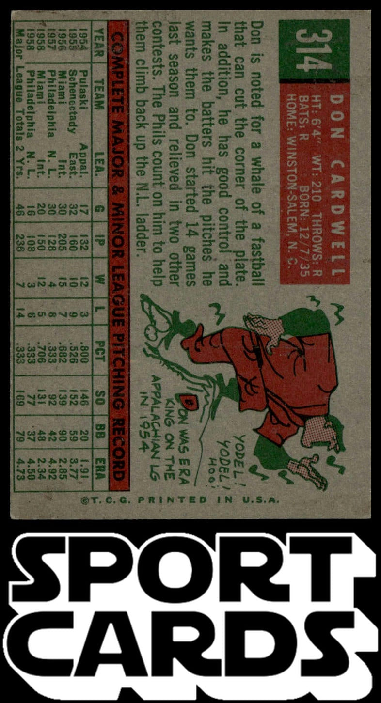 1959 Topps #314 Don Cardwell SportCards.com