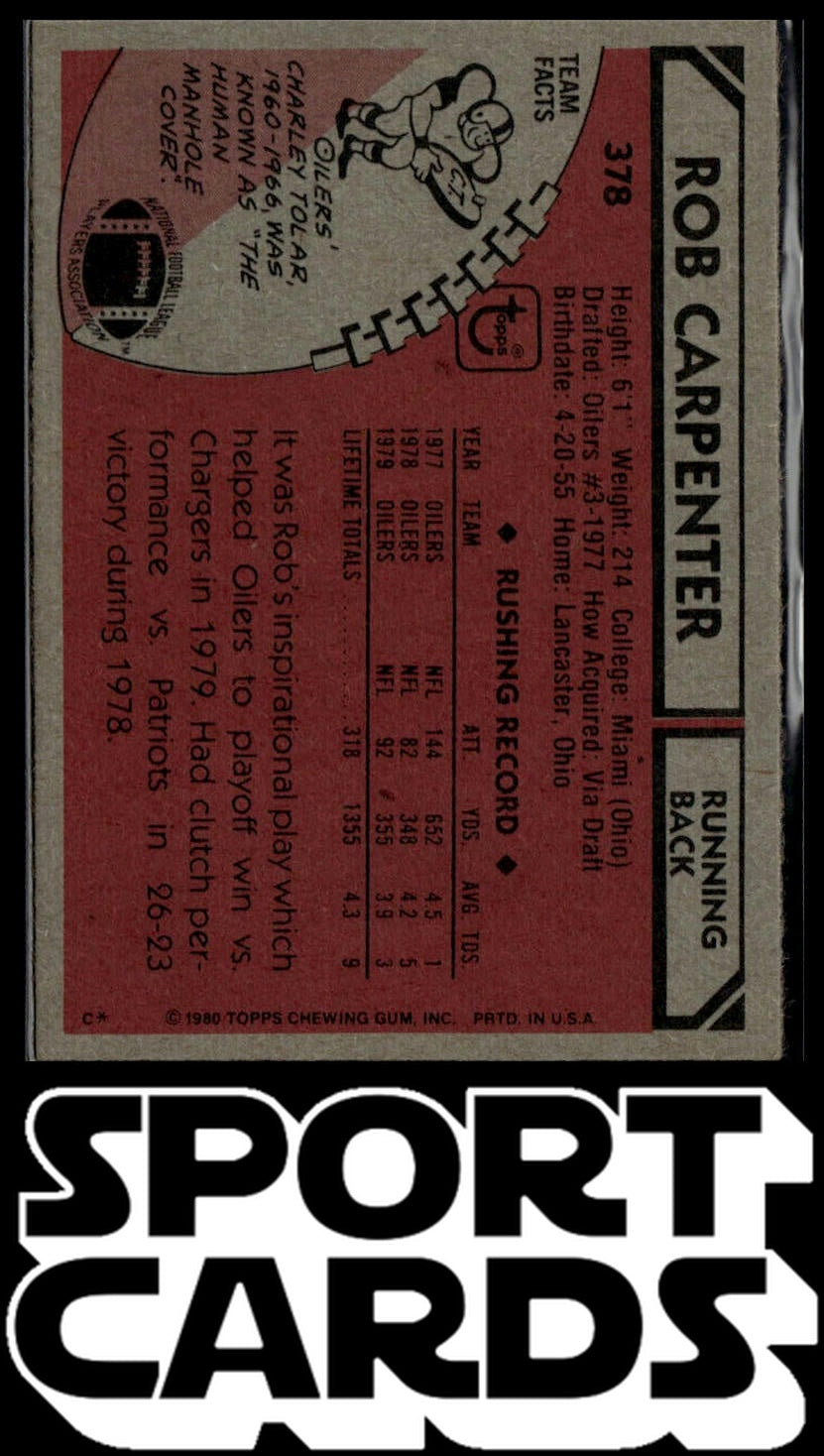 1980 Topps #378 Rob Carpenter SportCards.com