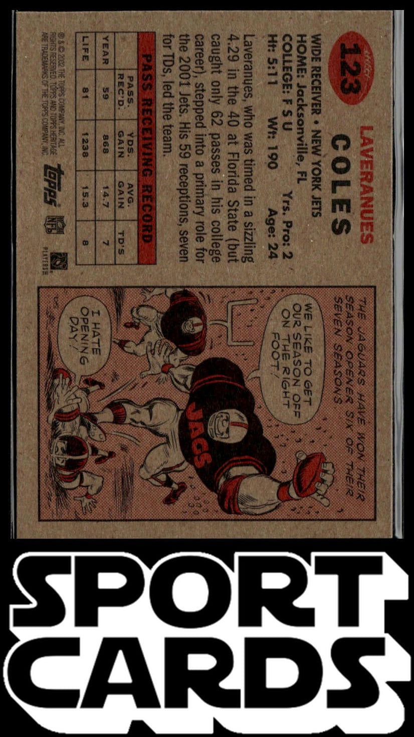 2002 Topps Heritage #123 Laveranues Coles Retrofractors #/557 SportCards.com