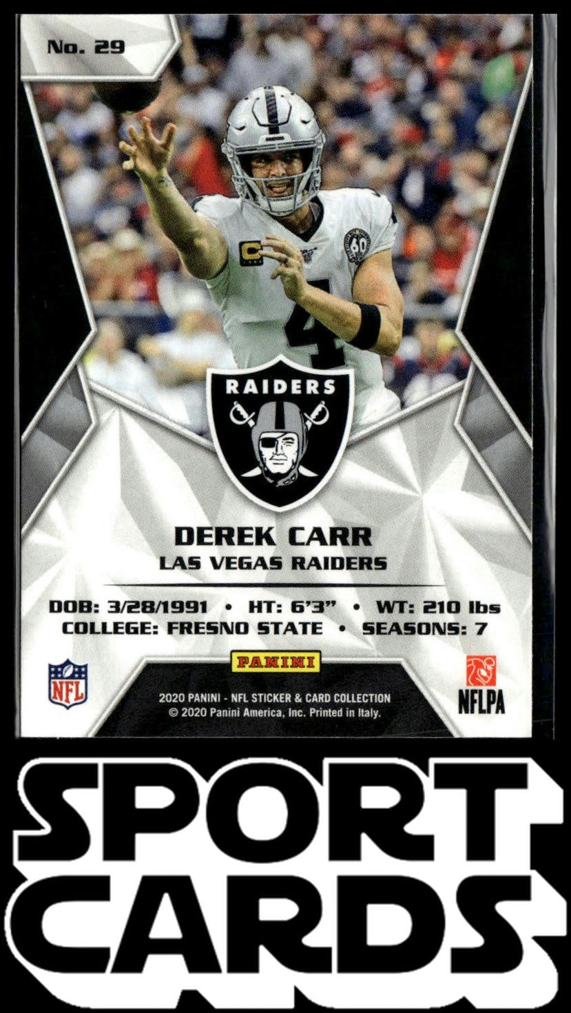 2020 Panini Sticker & Card Collection #29 Derek Carr Cards SportCards.com