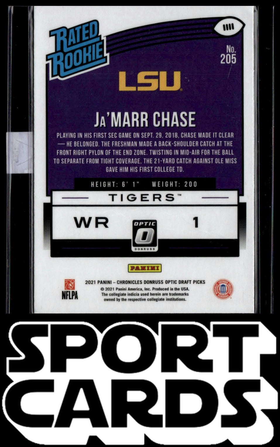 2021 Panini Chronicles Draft Picks #205 Ja'Marr Chase Donruss Optic RR