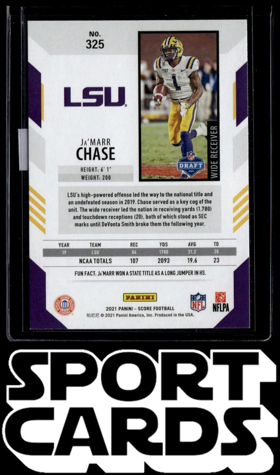 2021 Score #325 Ja'Marr Chase SportCards.com