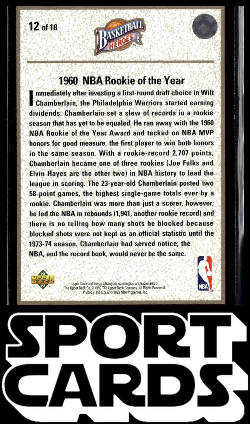 1992-93 Upper Deck #12 Wilt Chamberlain Basketball Heroes
