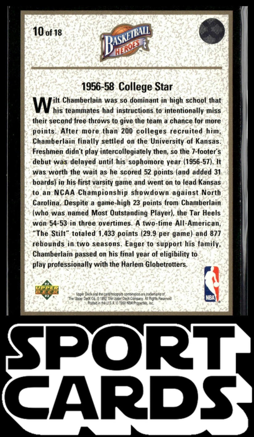 1992-93 Upper Deck #10 Wilt Chamberlain Basketball Heroes