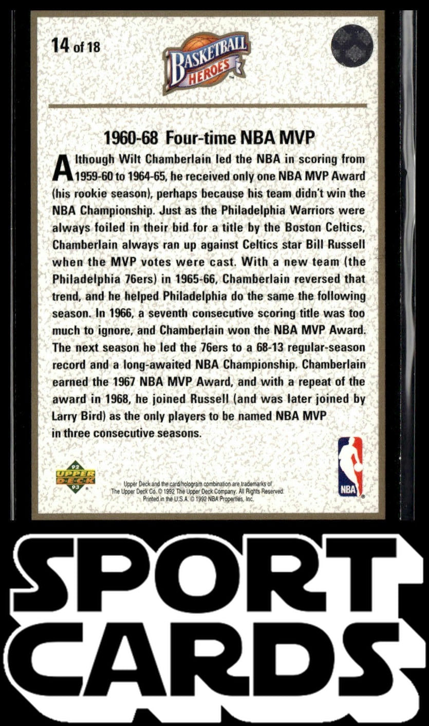 1992-93 Upper Deck #14 Wilt Chamberlain Basketball Heroes