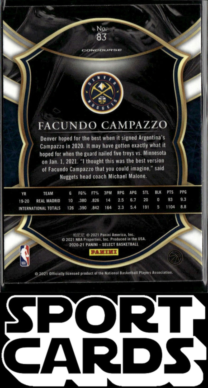 2020-21 Panini Select #83 Facundo Campazzo SportCards.com