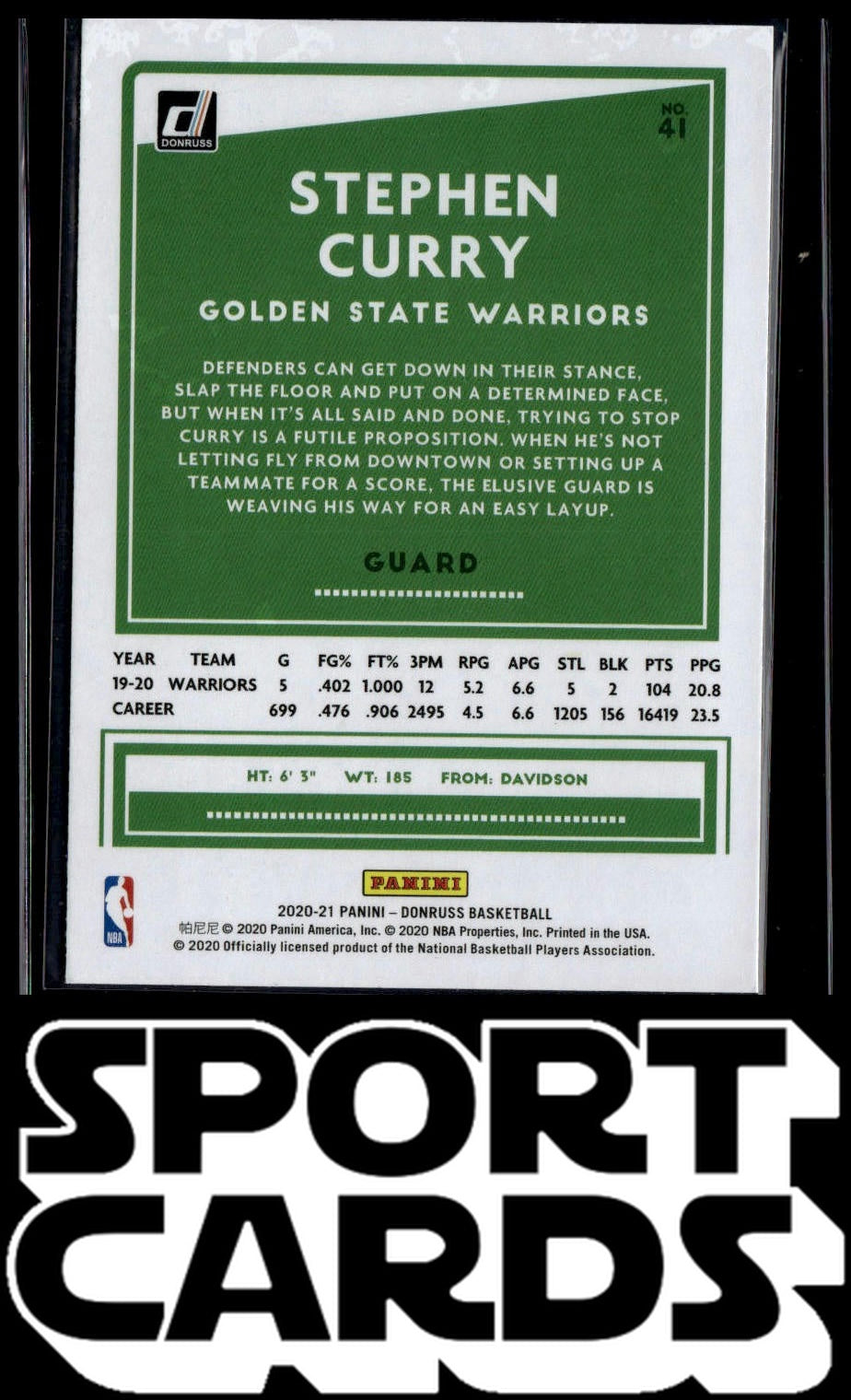 2020-21 Donruss #41 Stephen Curry SportCards.com