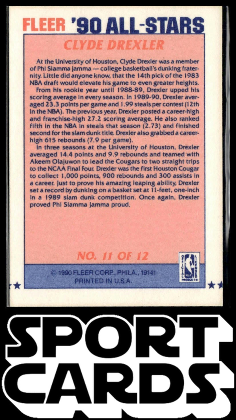 1990-91 Fleer #11 Clyde Drexler All-Stars SportCards.com