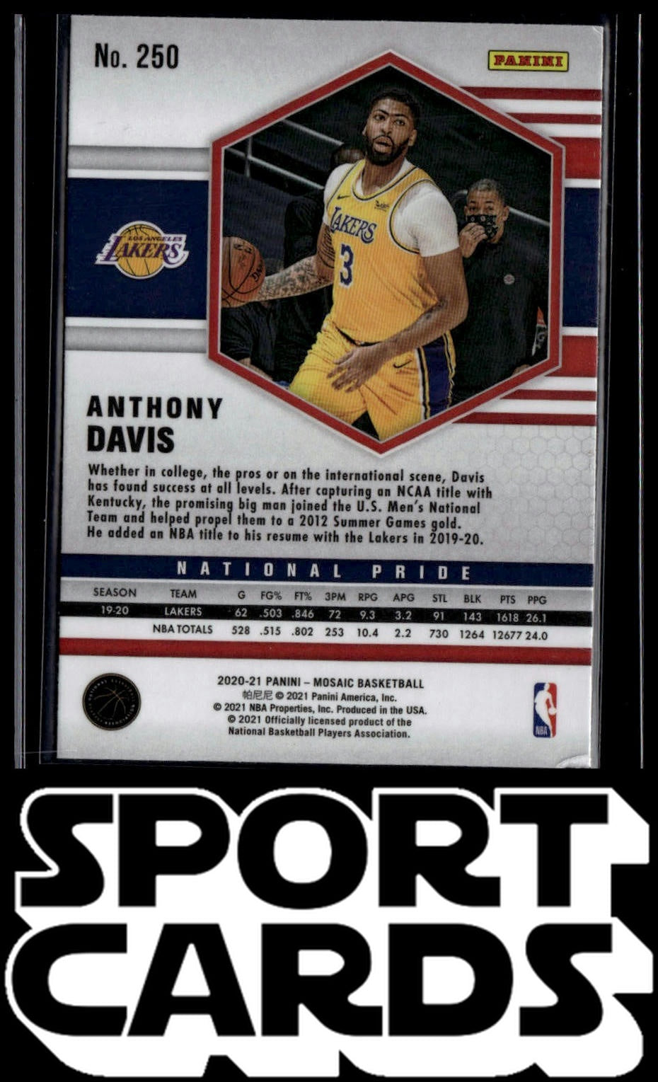 2020-21 Panini Mosaic #250 Anthony Davis SportCards.com
