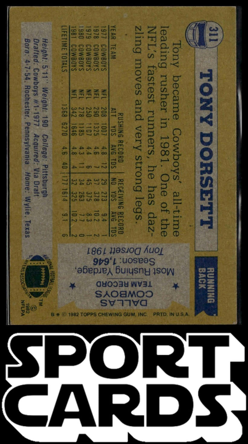 1982 Topps #311 Tony Dorsett SportCards.com